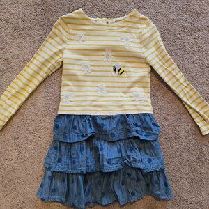 Mini Boden Bumble Bee Denim Hotchpotch Dress 6-7